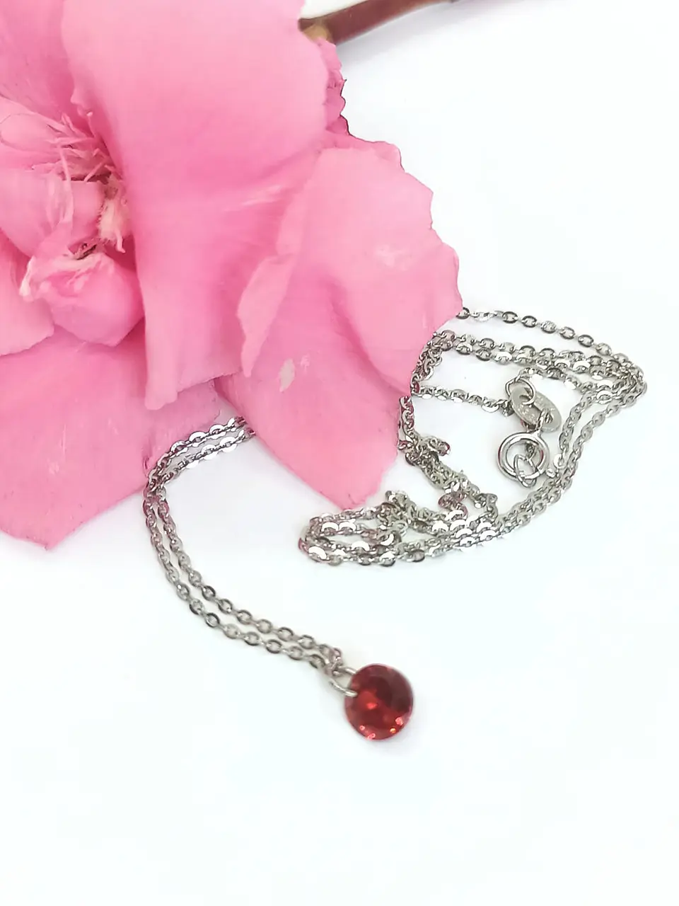 Colgante Collar Punto Luz Zirconio Colores Plata fina ley S925 15