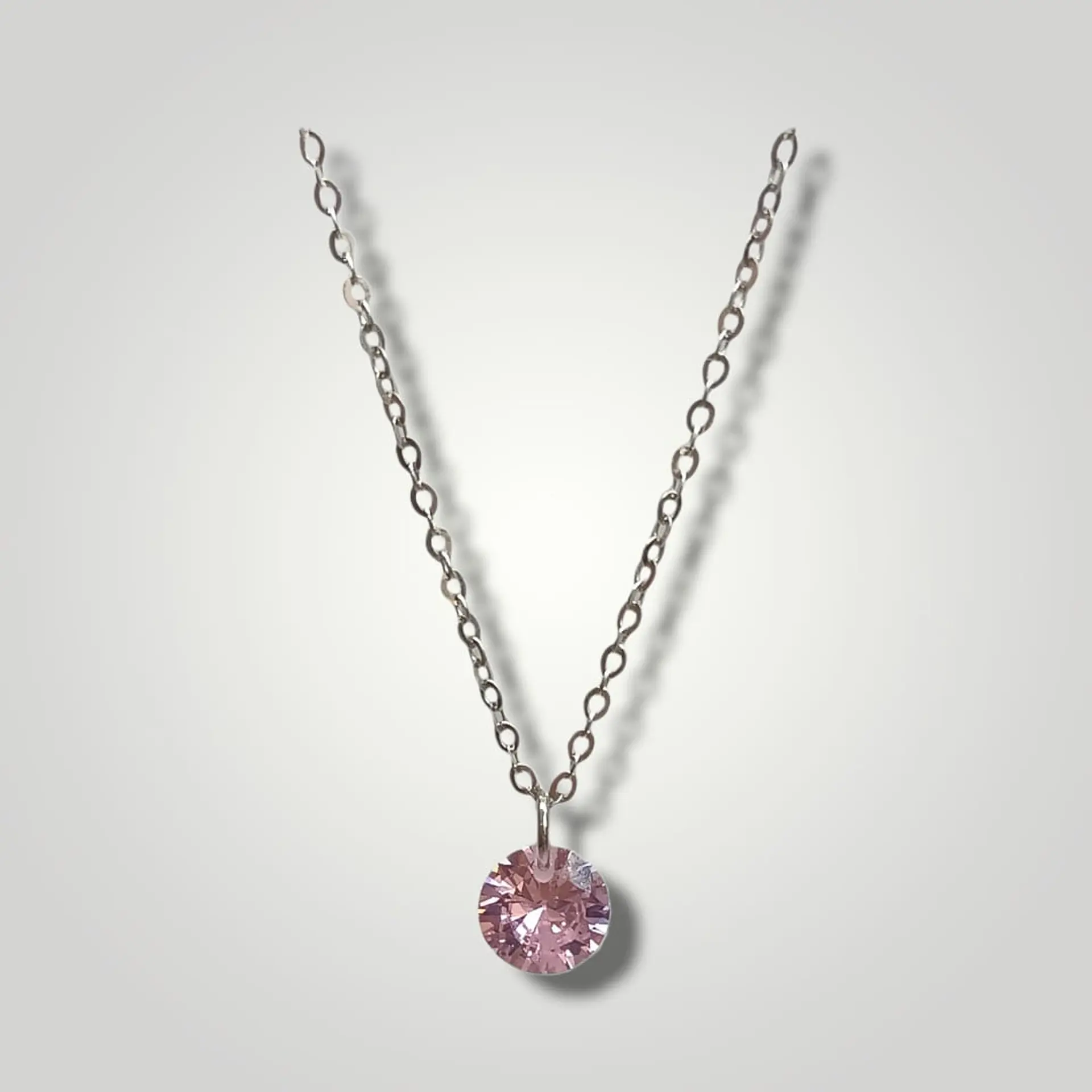Colgante Collar Punto Luz Zirconio Colores Plata fina ley S925 18
