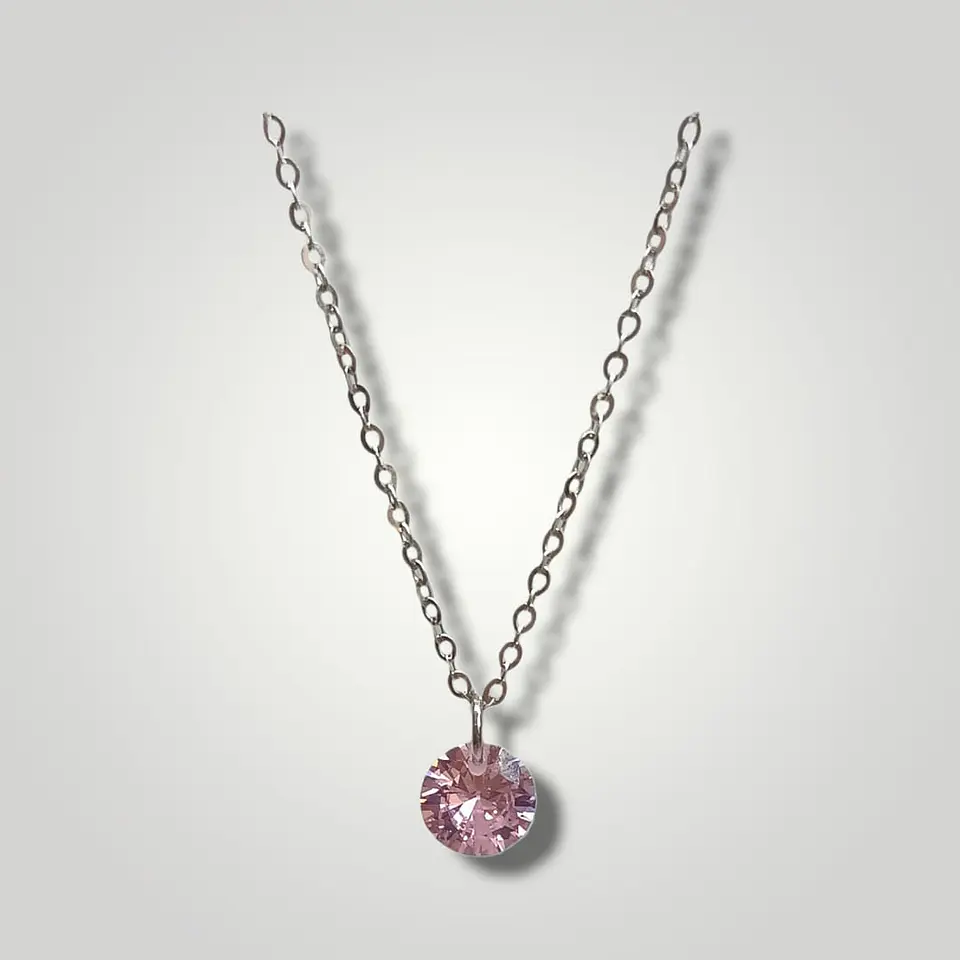 Colgante Collar Punto Luz Zirconio Colores Plata fina ley S925 18