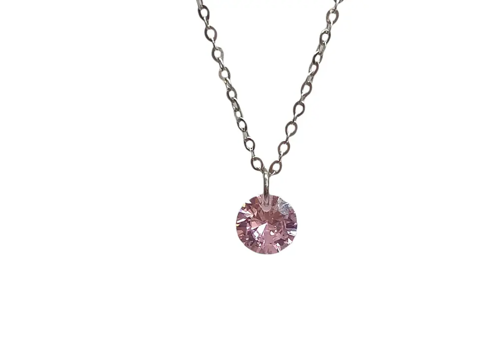 Colgante Collar Punto Luz Zirconio Colores Plata fina ley S925 19