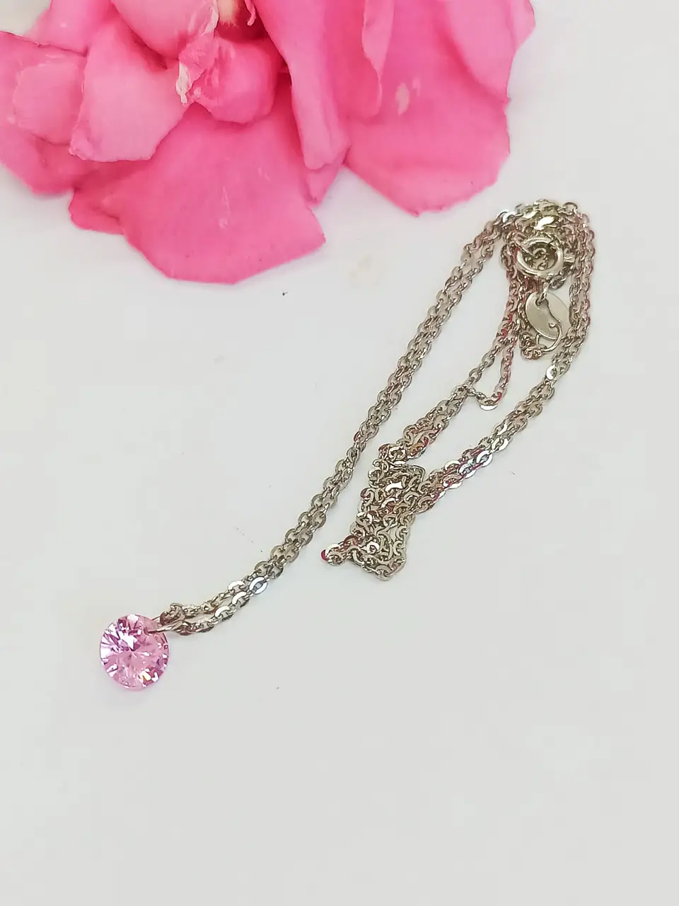 Colgante Collar Punto Luz Zirconio Colores Plata fina ley S925 20