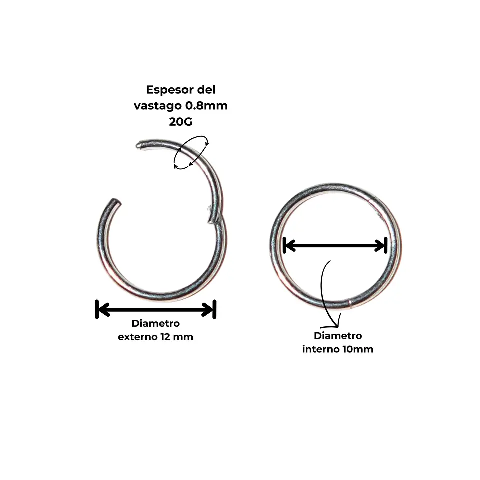 Argollas Clicker 10mm 20g Acero Quirurgico Plateadas Ligeras 3