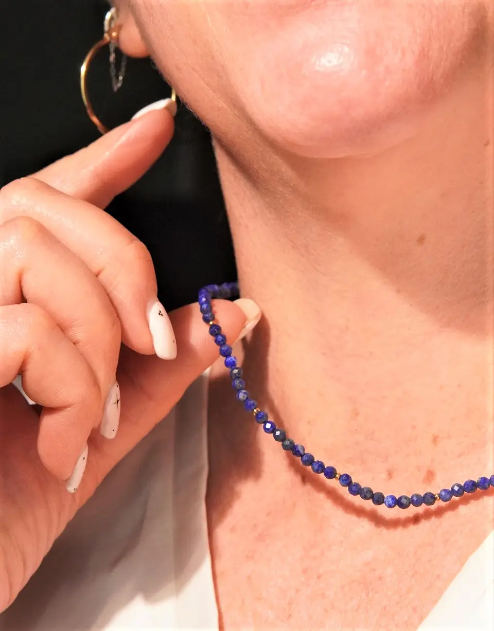 Collar gargantilla lapislazuli 4mm chapado en oro 18k Terranova 7
