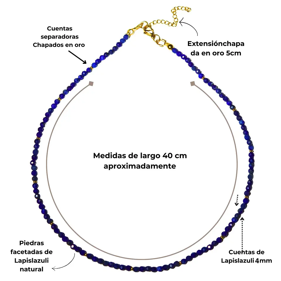 Collar gargantilla lapislazuli 4mm chapado en oro 18k Terranova 4