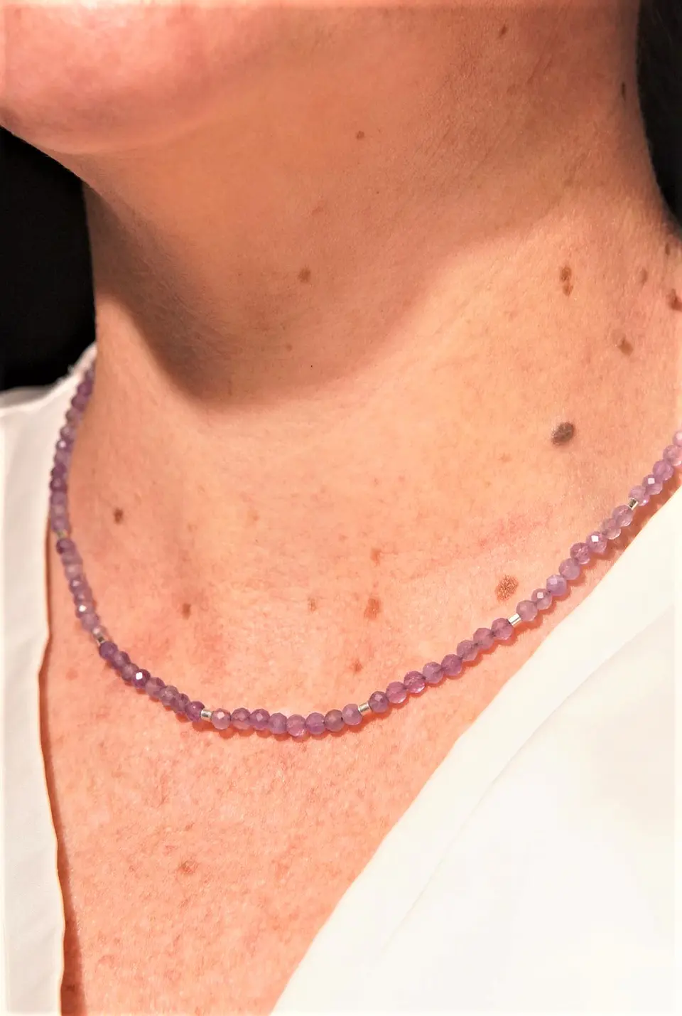 Collar gargantilla Amatista 4mm plata fina 925 Terranova 3