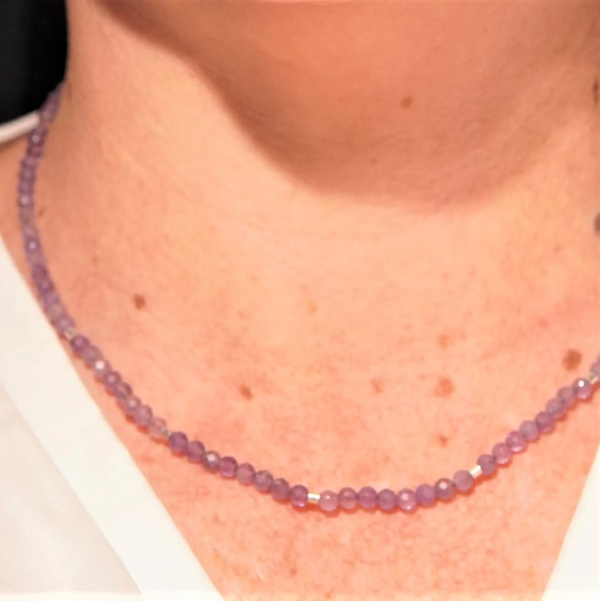 Collar gargantilla Amatista 4mm plata fina 925 Terranova 8