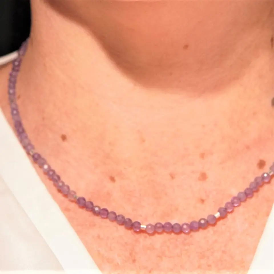 Collar gargantilla Amatista 4mm plata fina 925 Terranova 8