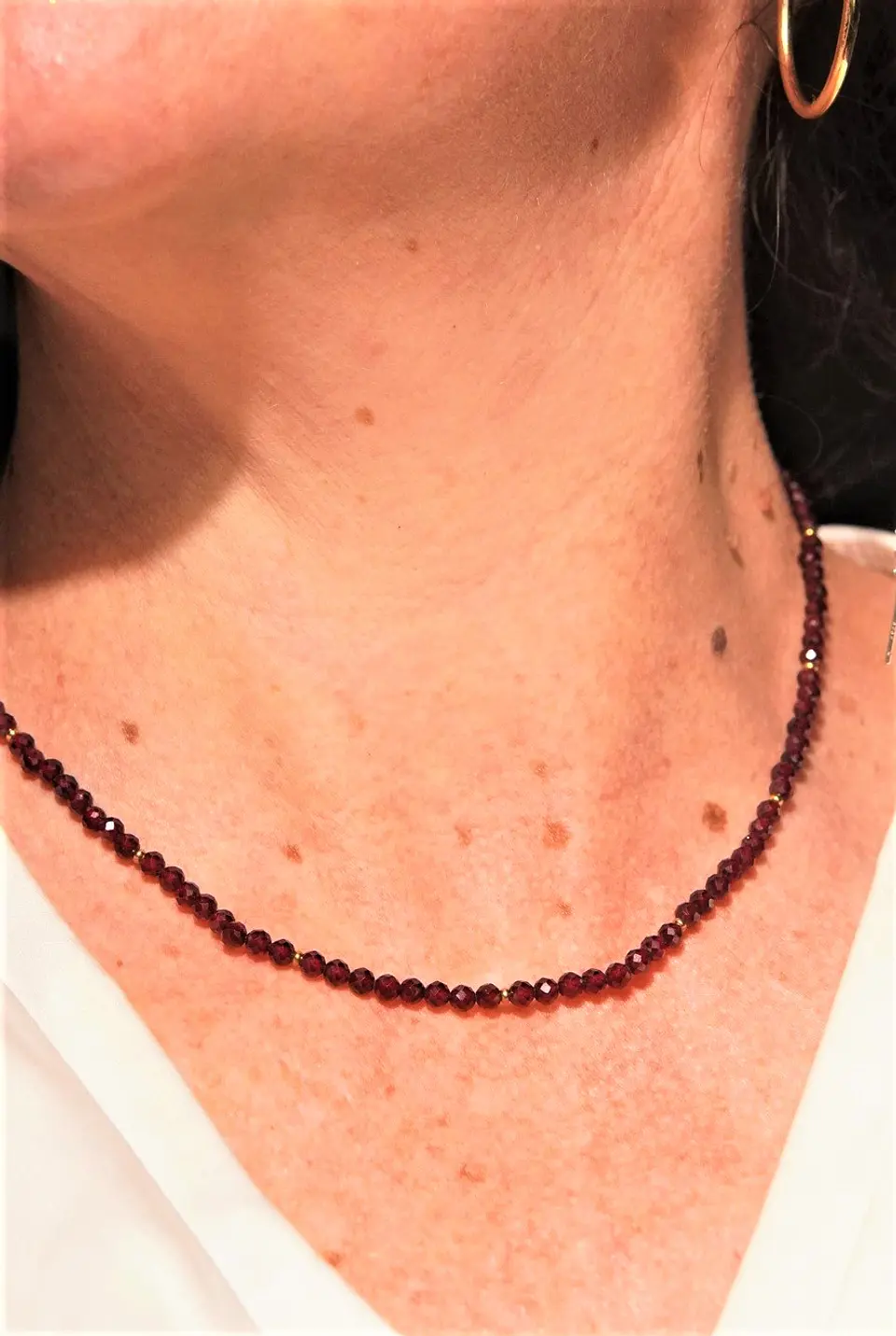 Collar gargantilla granate 4mm chapado en oro 18k Terranova 8