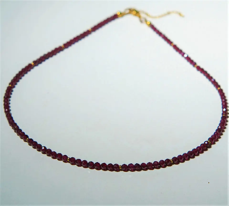 Collar gargantilla granate 4mm chapado en oro 18k Terranova 12