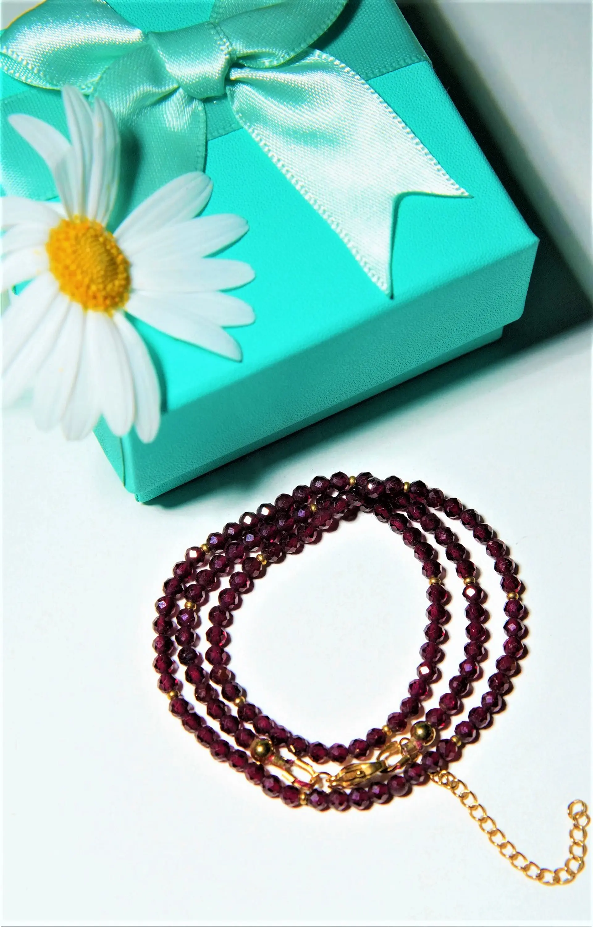 Collar gargantilla granate 4mm chapado en oro 18k Terranova 2