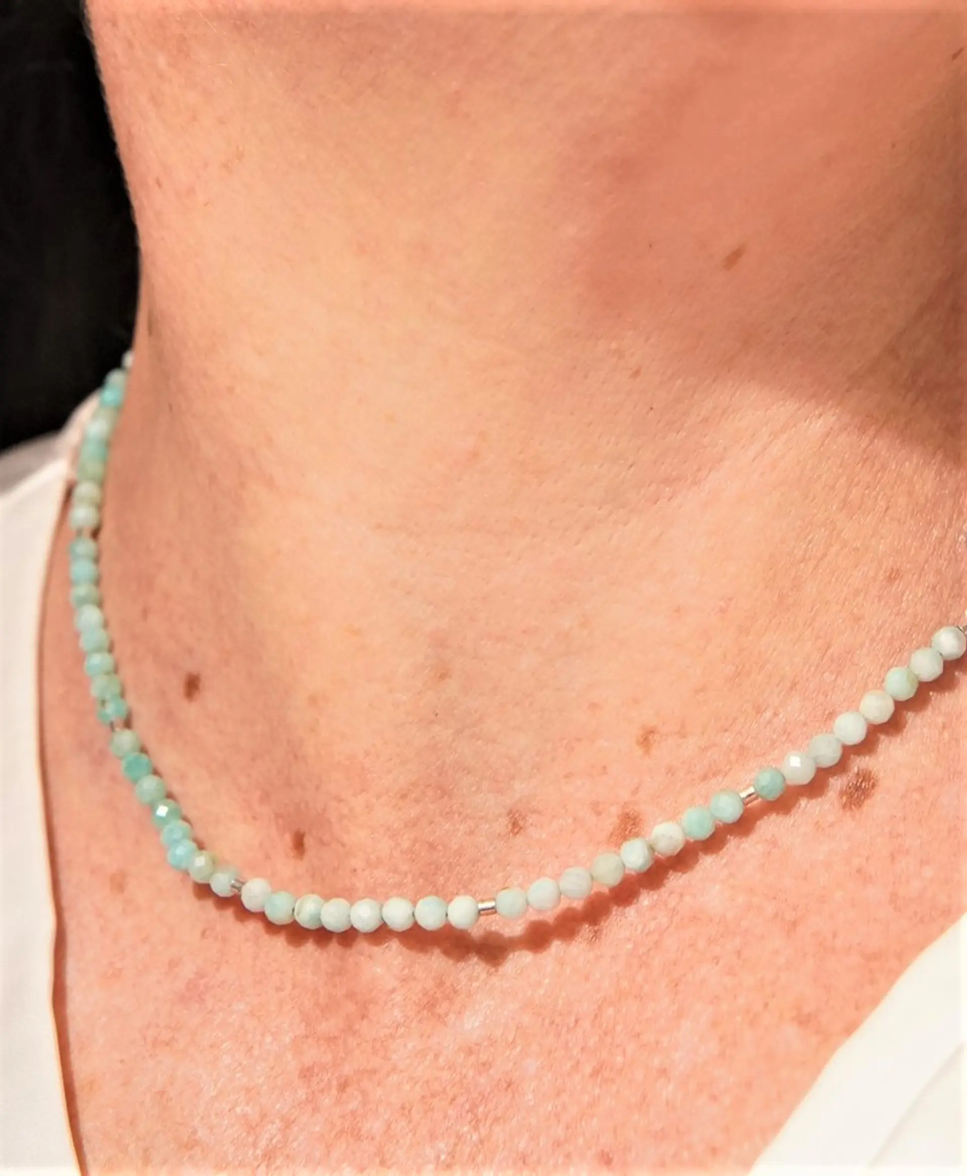 Collar gargantilla Aguamarina 4mm plata fina 925 Terranova 3