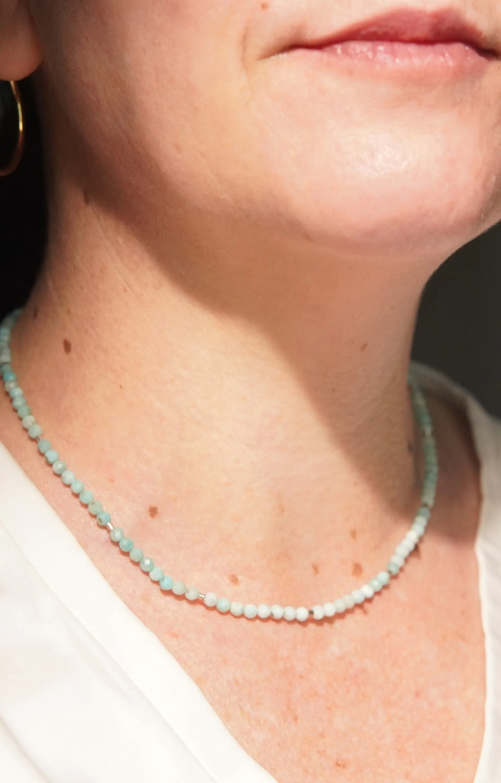 Collar gargantilla Aguamarina 4mm plata fina 925 Terranova 7