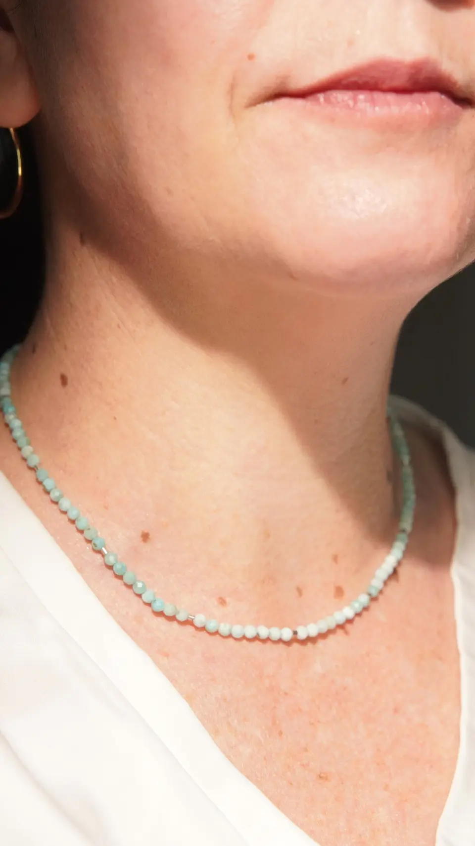 Collar gargantilla Aguamarina 4mm plata fina 925 Terranova 7