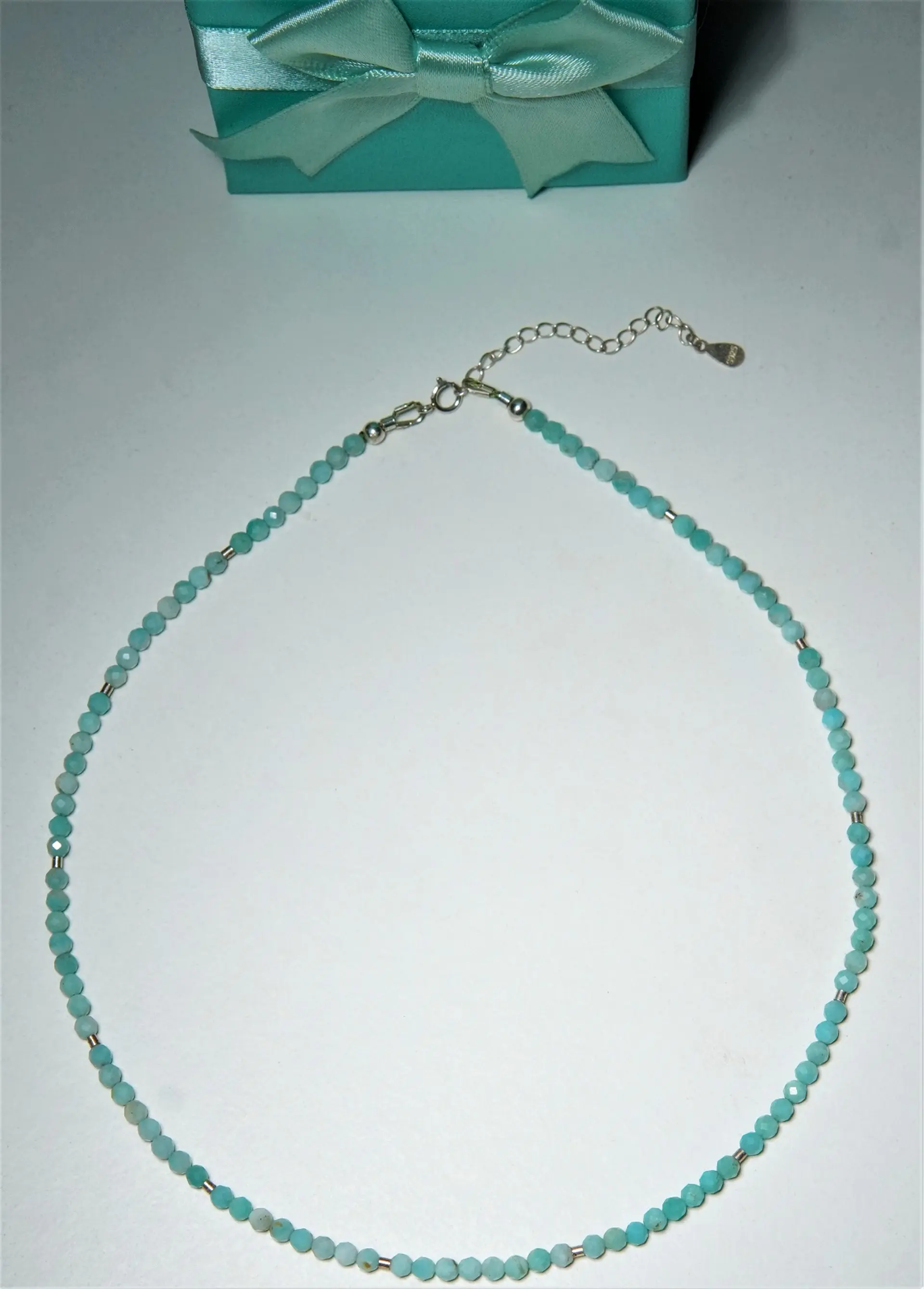 Collar gargantilla Aguamarina 4mm plata fina 925 Terranova 8