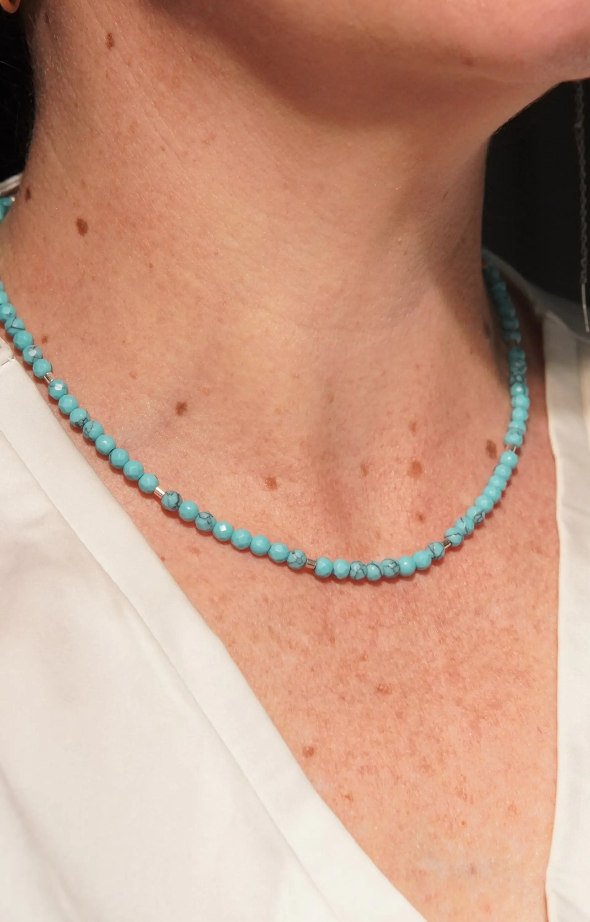 Collar gargantilla turquesa 5mm plata fina 925 Terranova 3