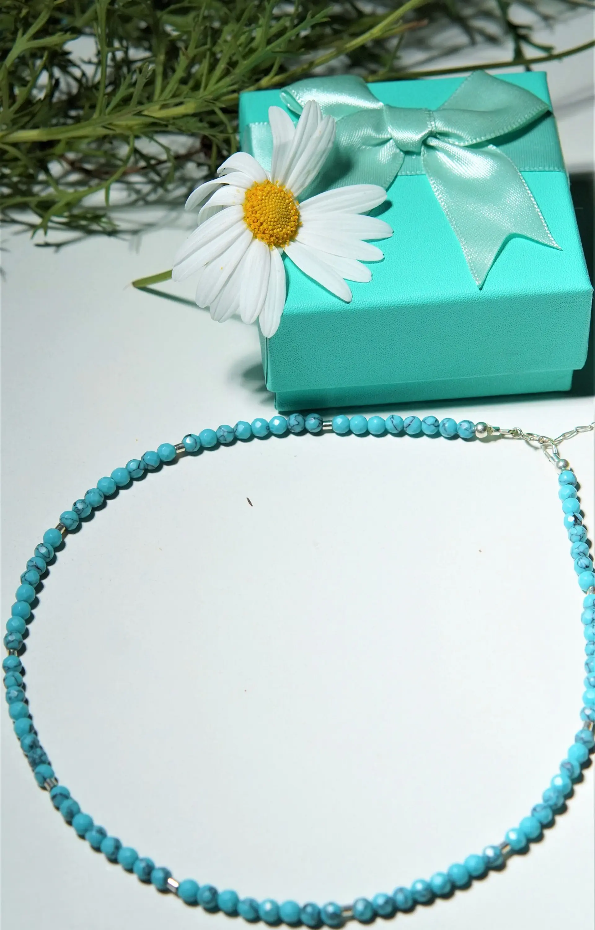Collar gargantilla turquesa 5mm plata fina 925 Terranova 10