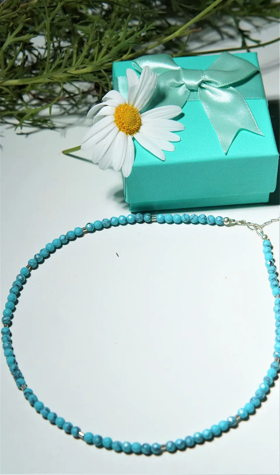 Collar gargantilla turquesa 5mm plata fina 925 Terranova 10