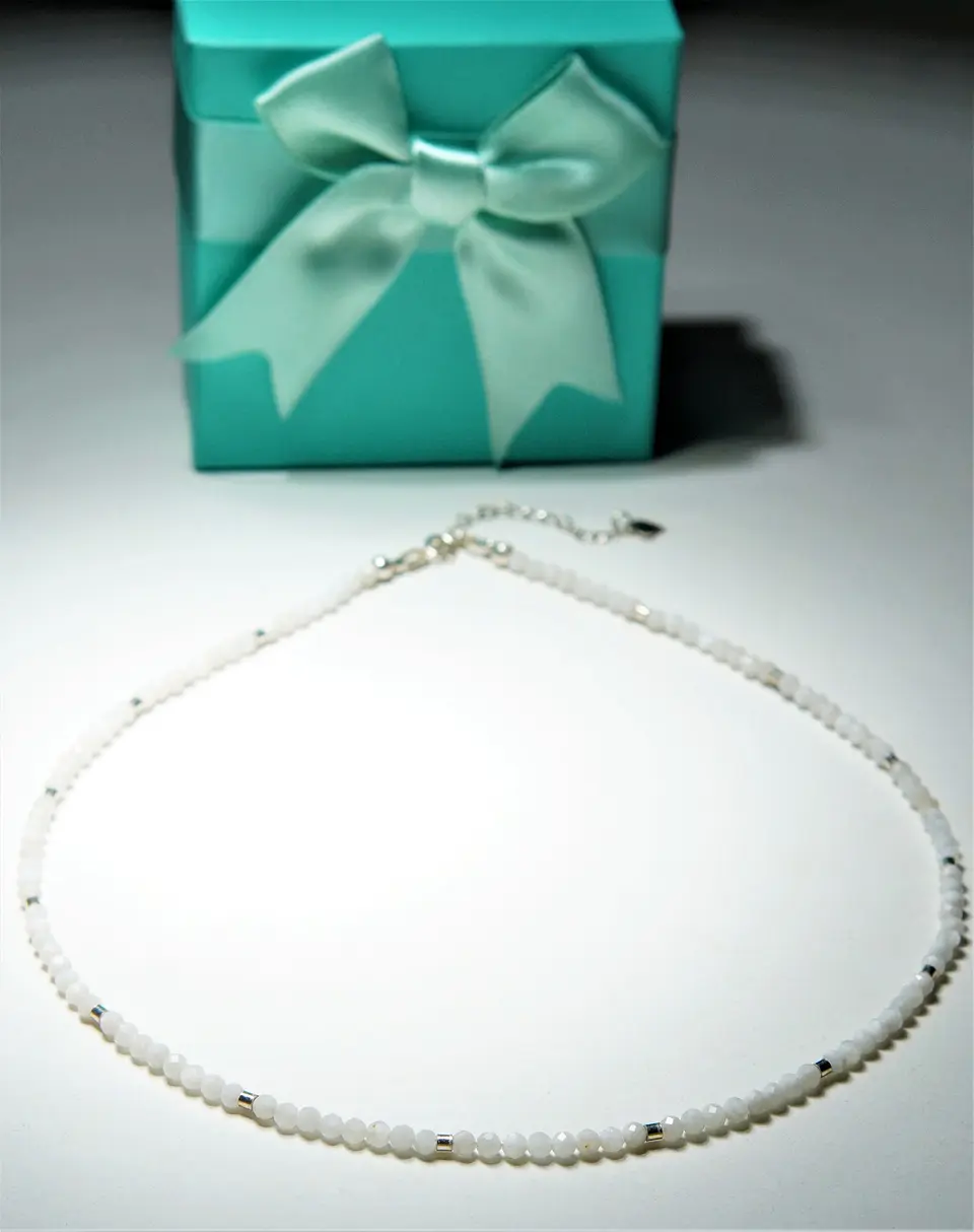 Collar gargantilla Piedra Luna 3mm plata fina 925 Terranova 2
