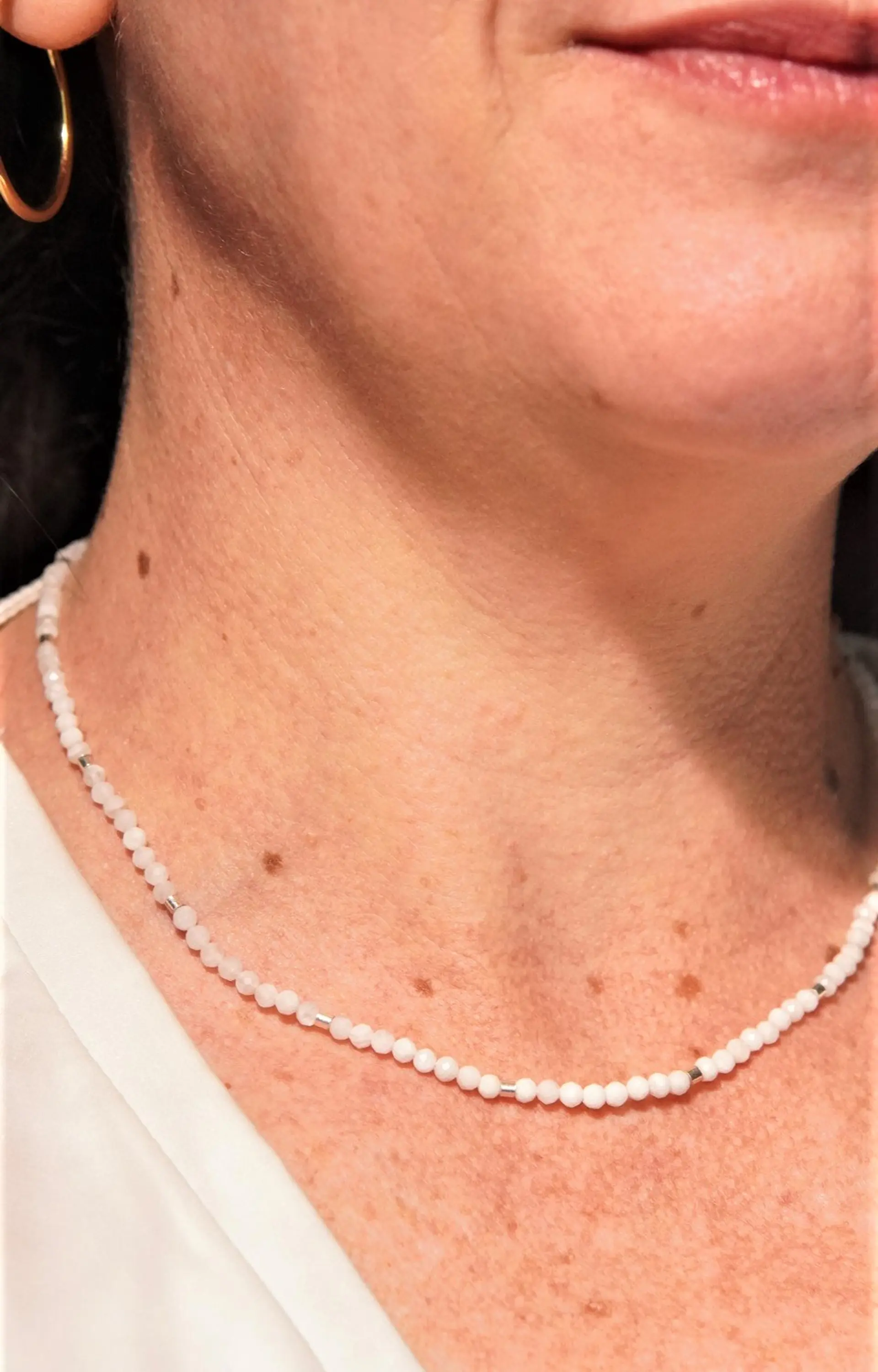 Collar gargantilla Piedra Luna 3mm plata fina 925 Terranova 9