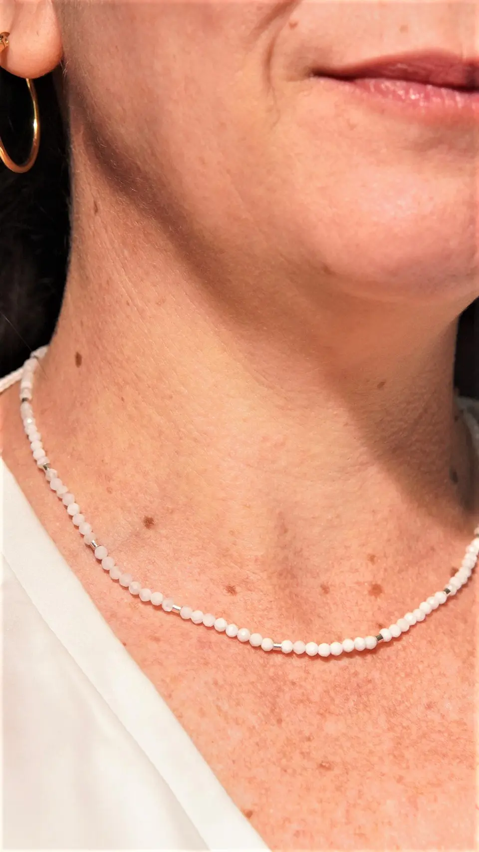 Collar gargantilla Piedra Luna 3mm plata fina 925 Terranova 9