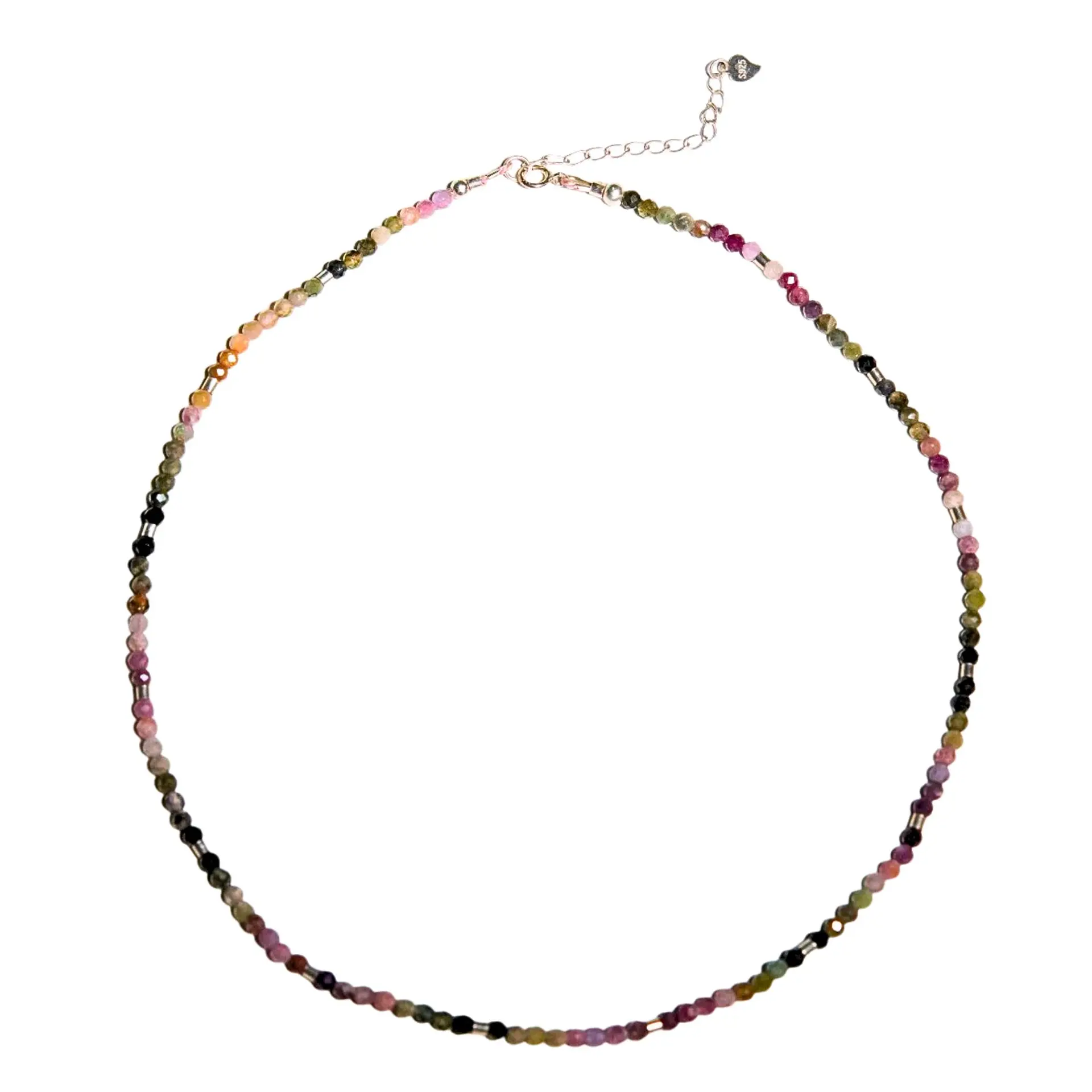 Collar gargantilla Turmalina 3mm plata fina 925 Terranova 1