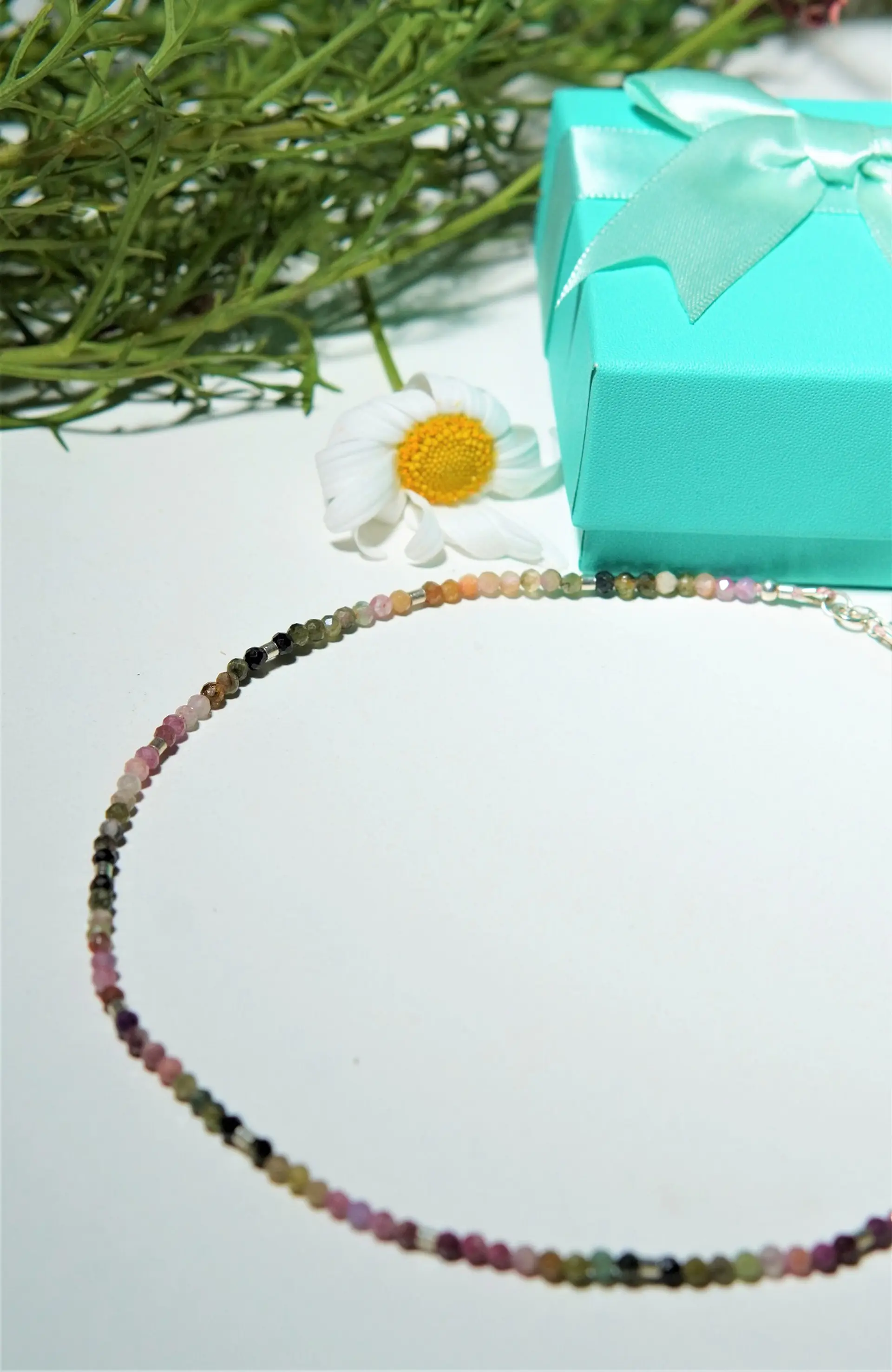 Collar gargantilla Turmalina 3mm plata fina 925 Terranova 9