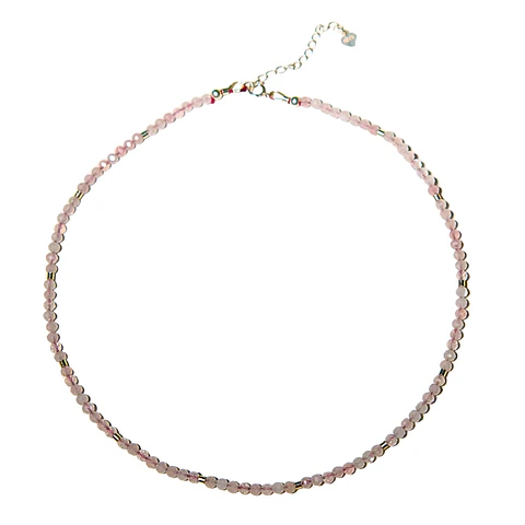 Collar gargantilla Cuarzo Rosa 4mm plata fina 925 Terranova