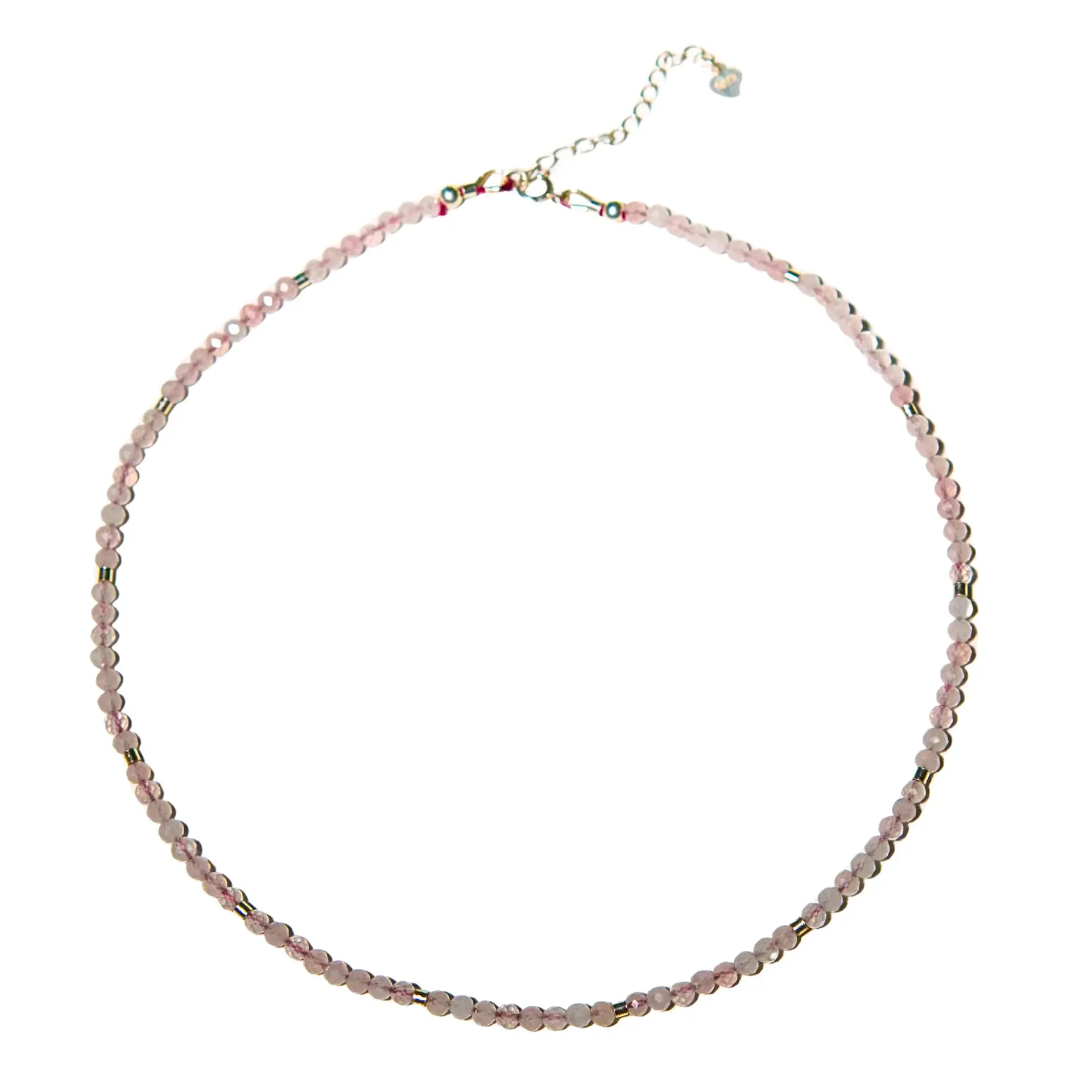Collar gargantilla Cuarzo Rosa 4mm plata fina 925 Terranova 1