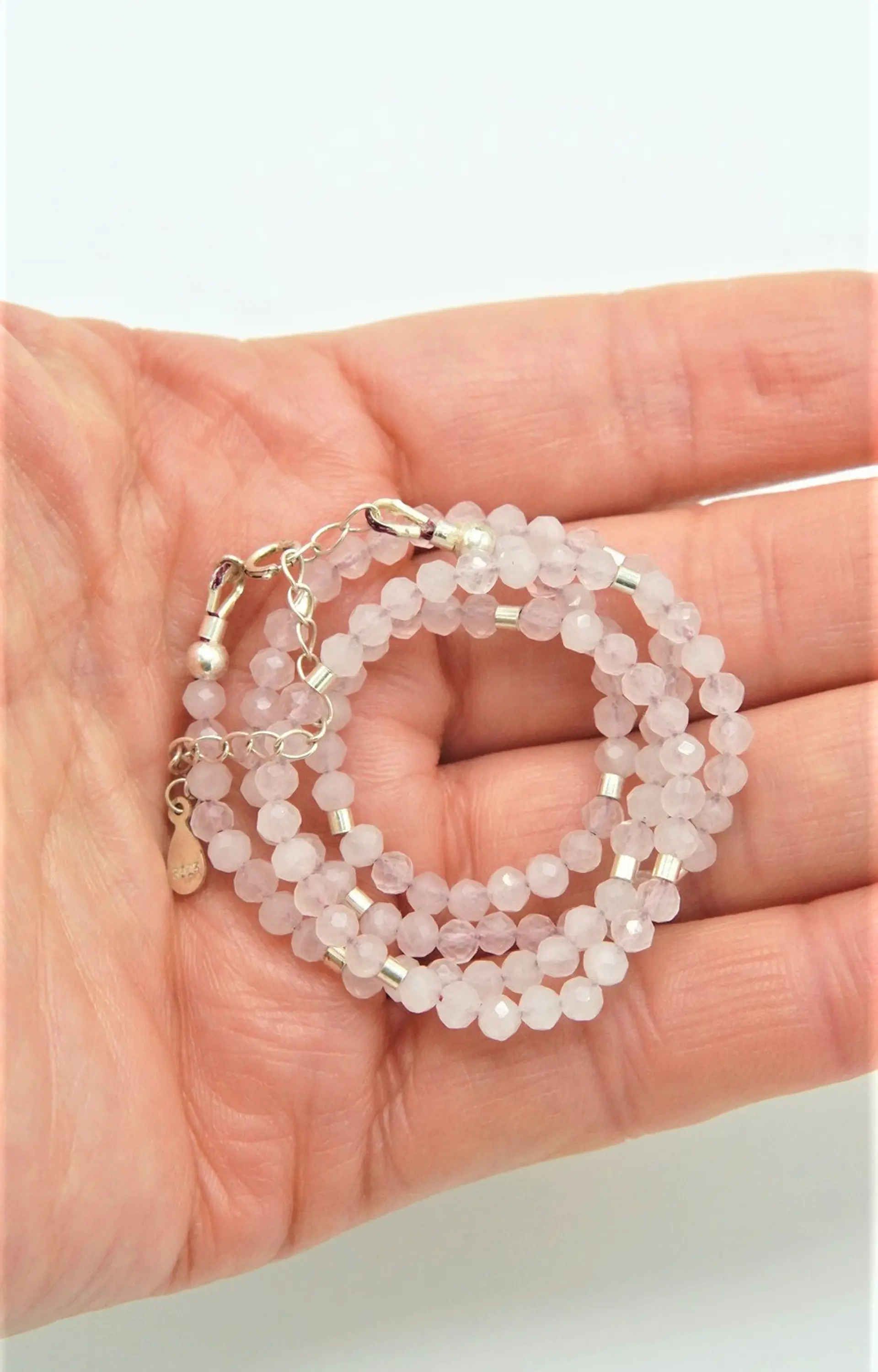 Collar gargantilla Cuarzo Rosa 4mm plata fina 925 Terranova 3
