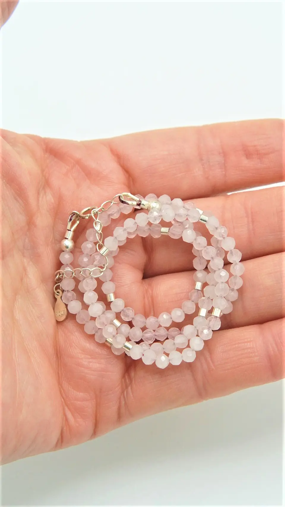 Collar gargantilla Cuarzo Rosa 4mm plata fina 925 Terranova 3
