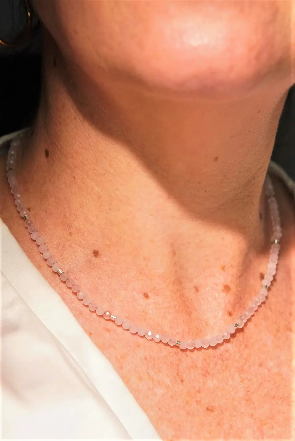 Collar gargantilla Cuarzo Rosa 4mm plata fina 925 Terranova 4
