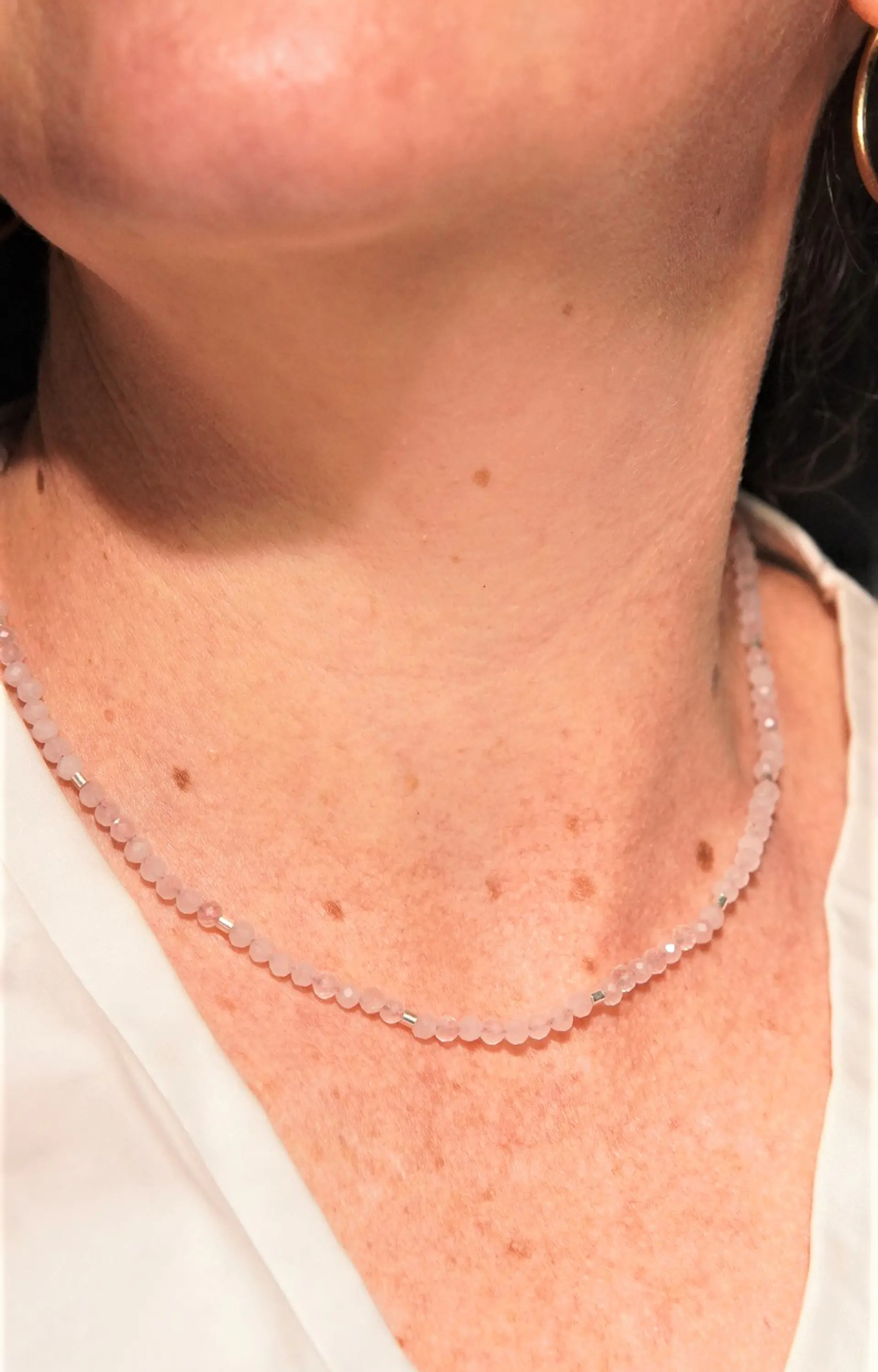 Collar gargantilla Cuarzo Rosa 4mm plata fina 925 Terranova 6