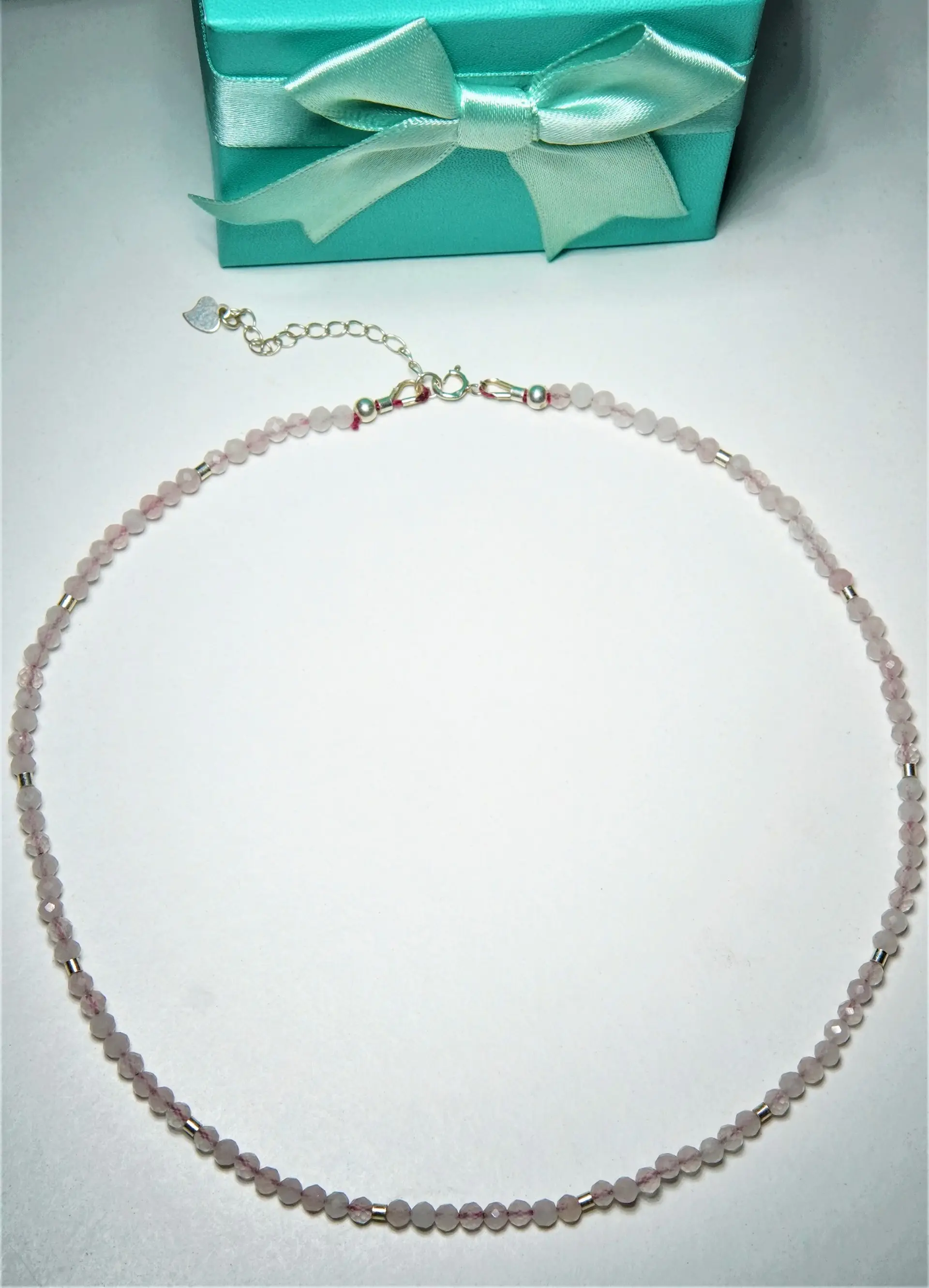 Collar gargantilla Cuarzo Rosa 4mm plata fina 925 Terranova 8