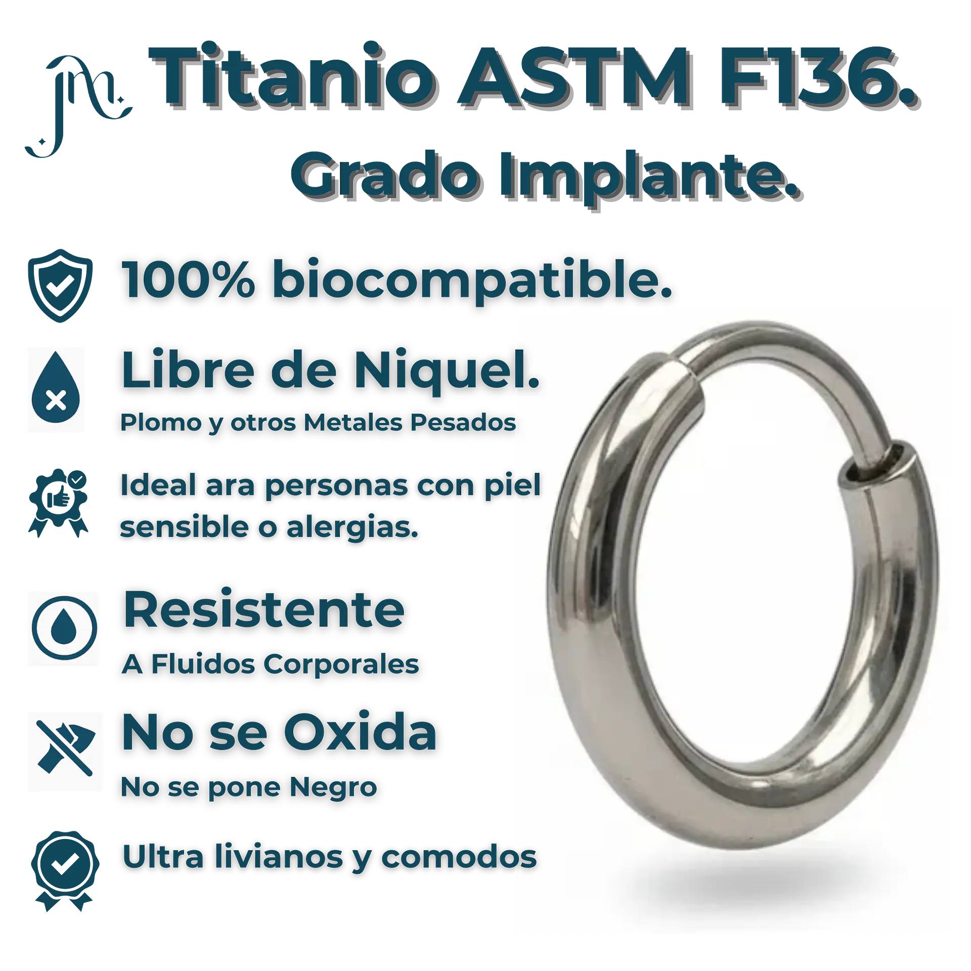 Argollas Lisas aura 6mm Aros Titanio Astm F136  3