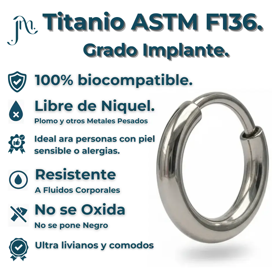 Argollas Lisas aura 6mm Aros Titanio Astm F136  3