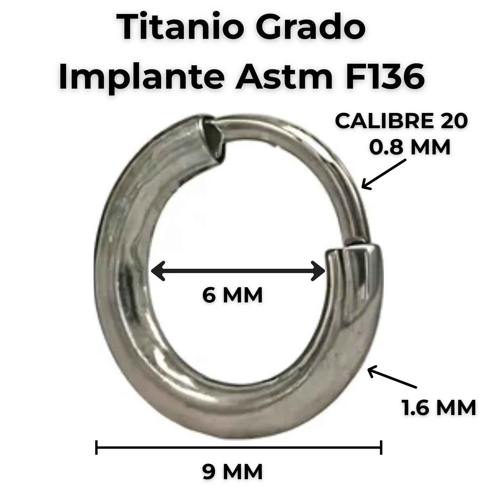 Argollas Lisas aura 6mm Aros Titanio Astm F136  2