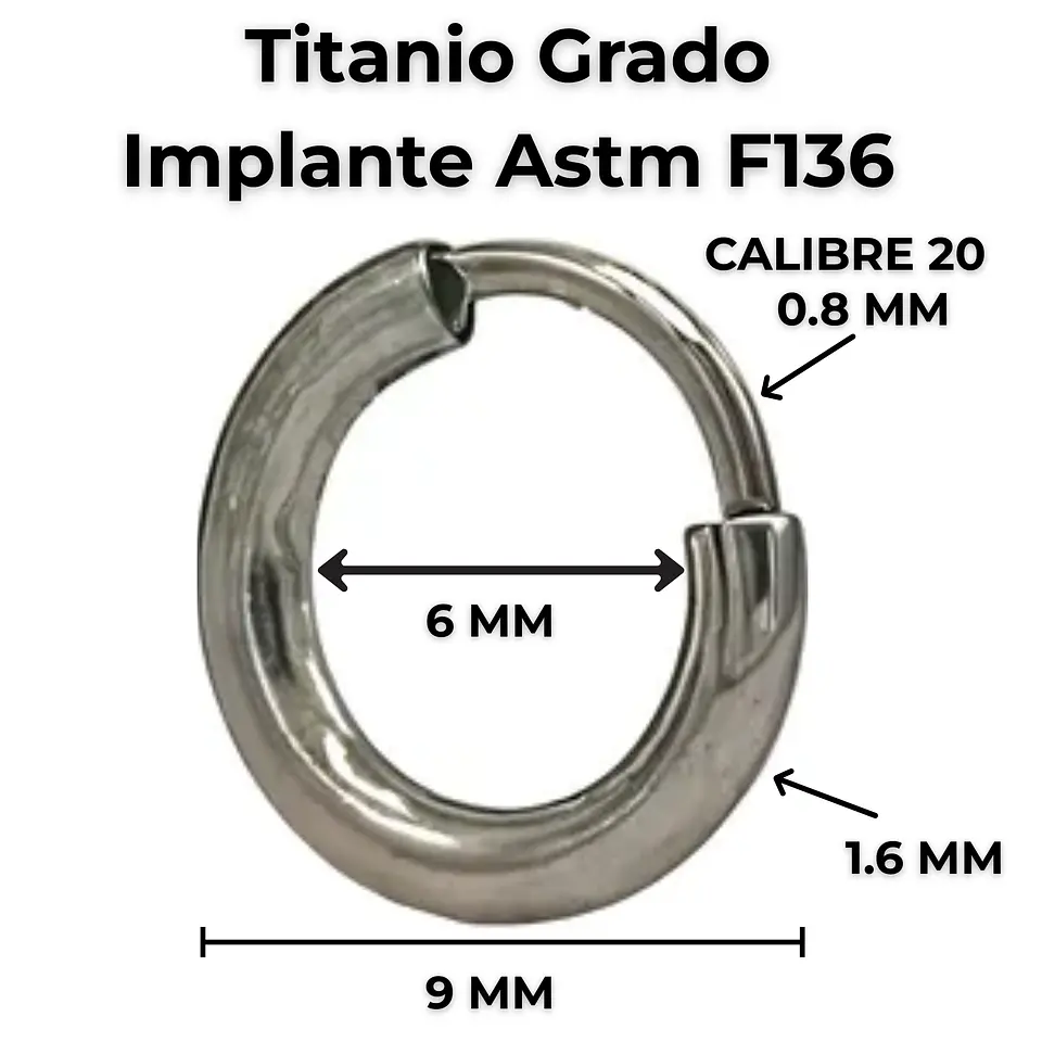 Argollas Lisas aura 6mm Aros Titanio Astm F136  2