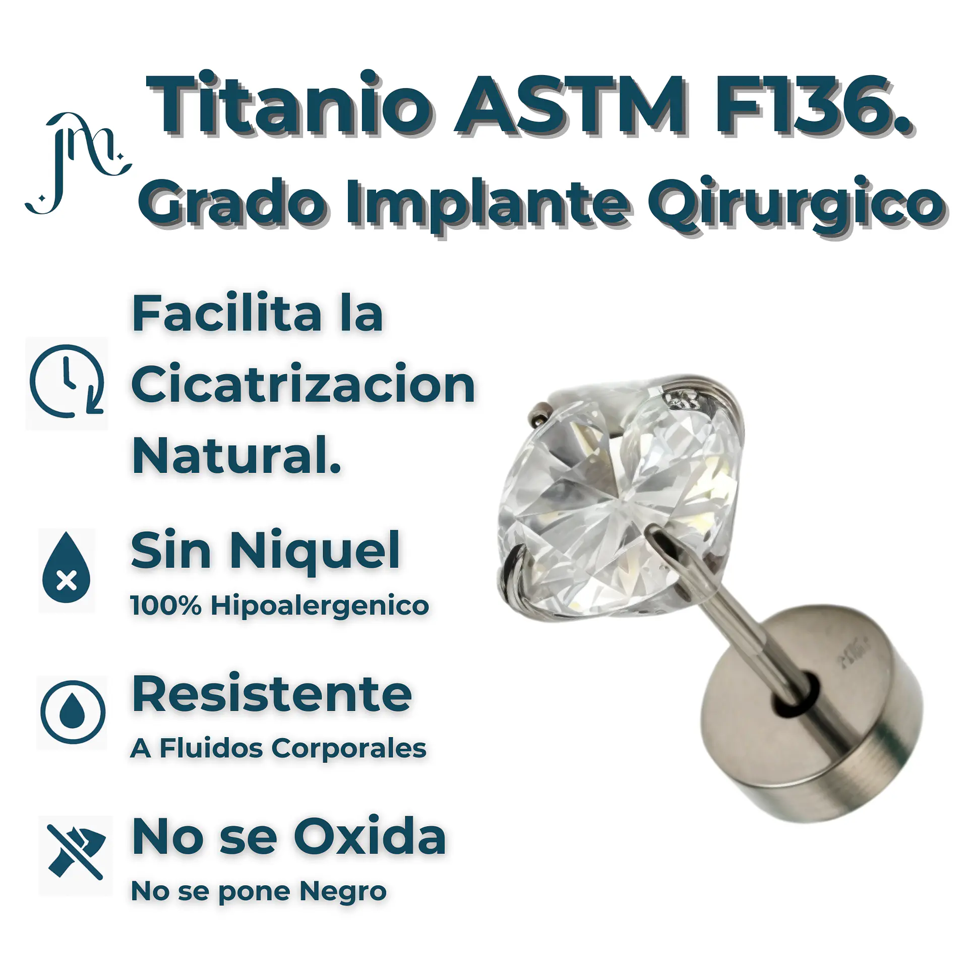 Aros punto de luz 6mm titanio tapa seguridad 20g 4