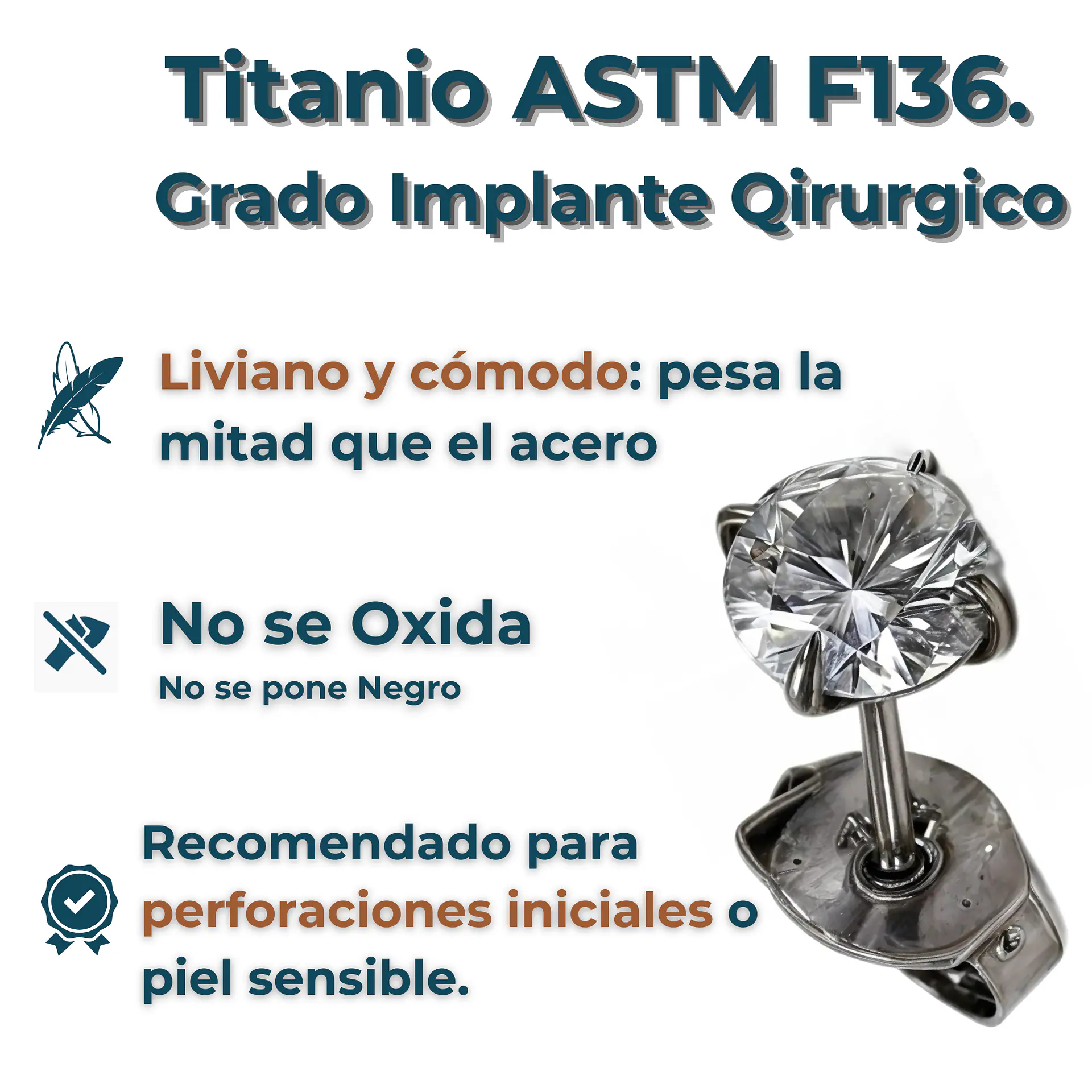 Aro punto de luz 5mm titanio ASTM F136 5