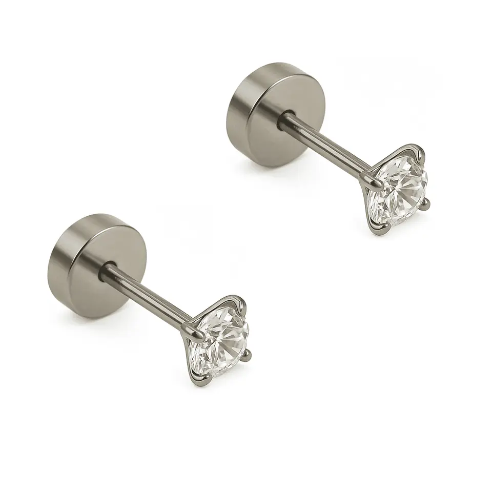 Aros punto de luz 3mm titanio tapa seguridad 20g  1