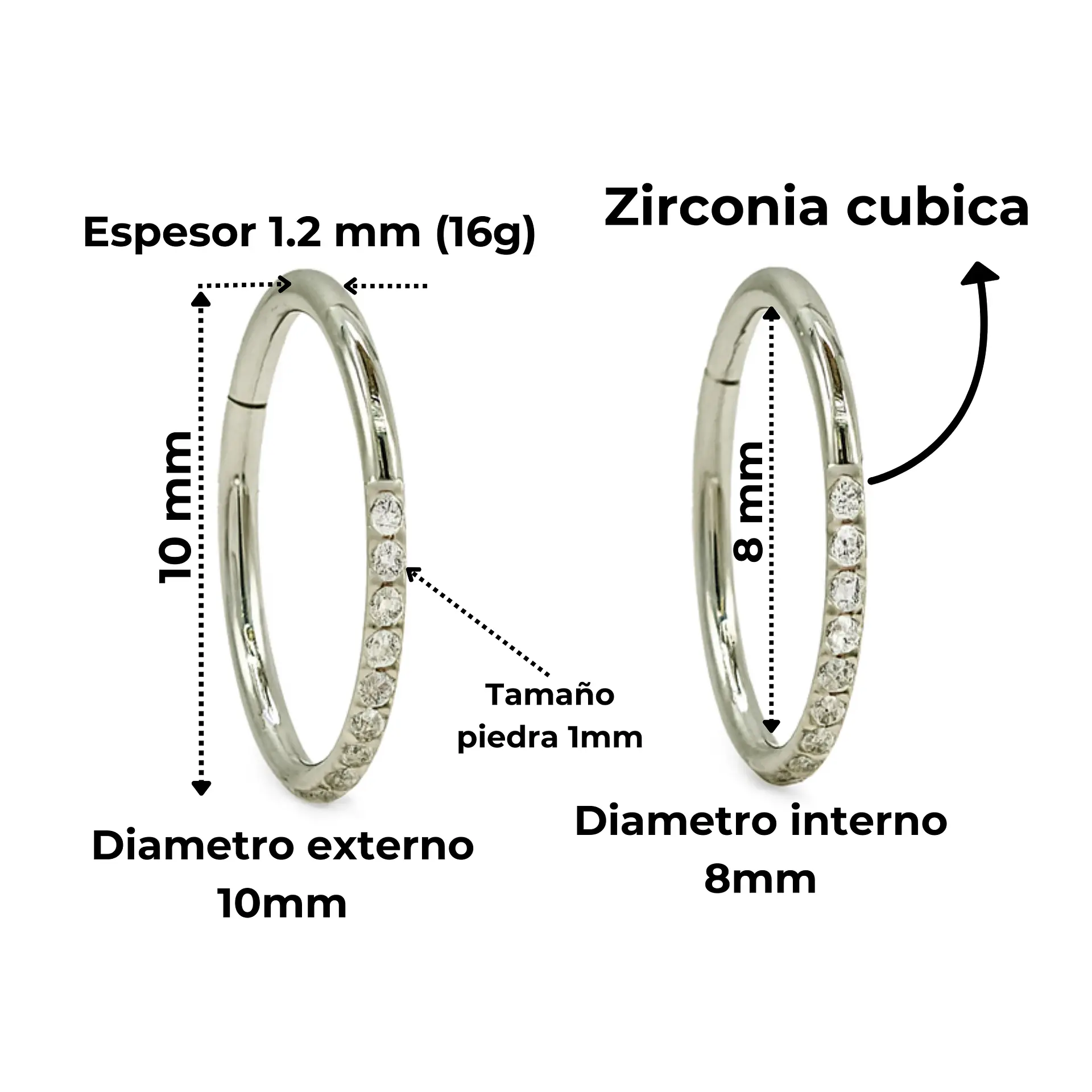 Argollas Emma 8mm 16G Titanio ASTM F136  3