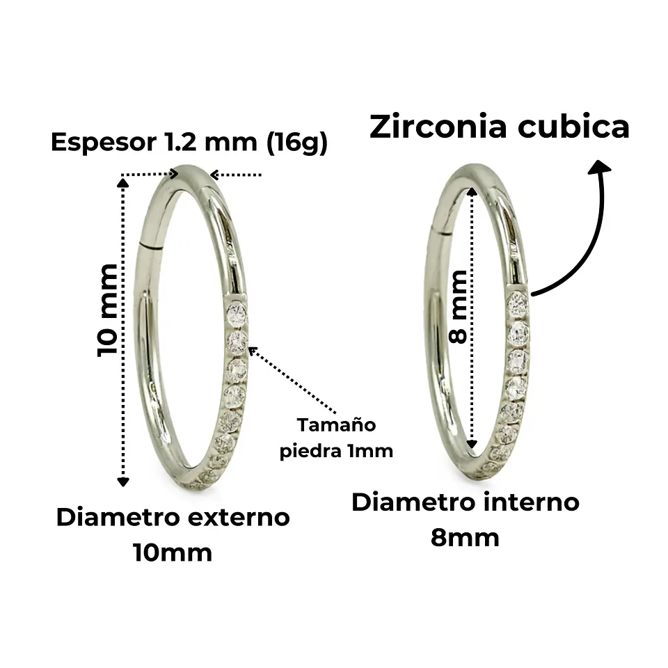 Argollas Emma 8mm 16G Titanio ASTM F136  3