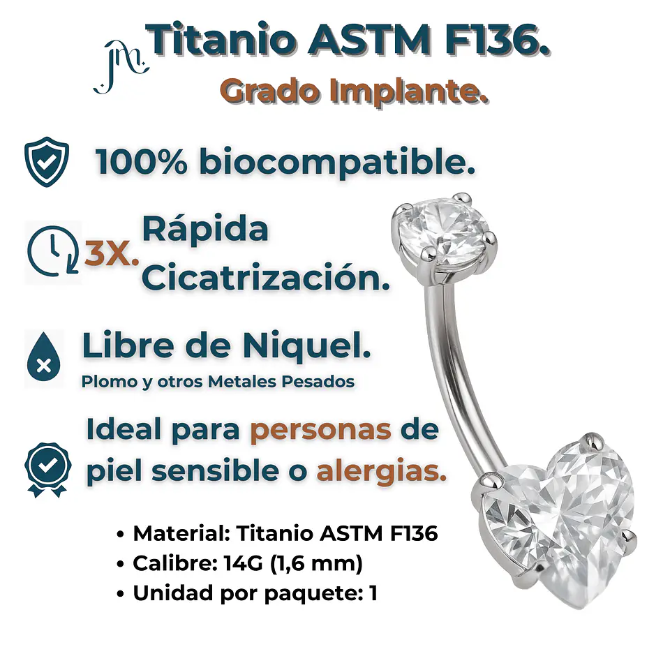 Piercing Ombligo 14g navel Titanio ASTM F136 3