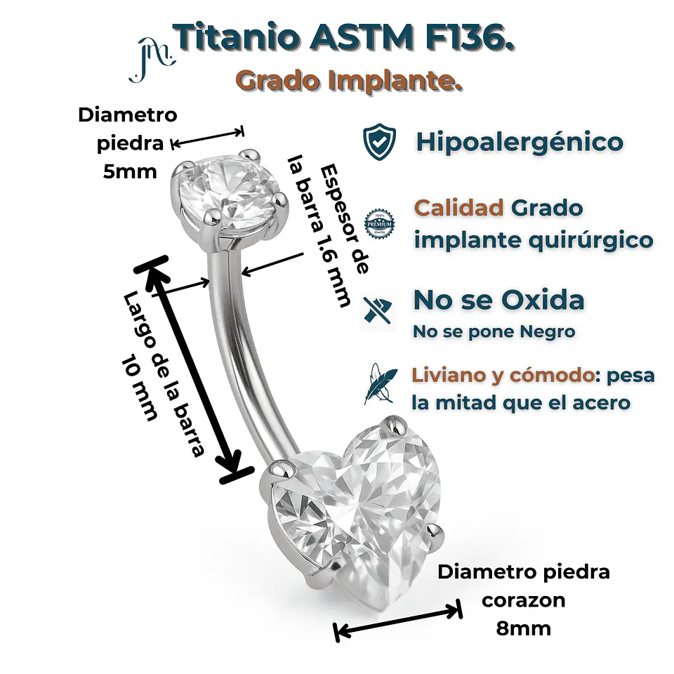 Piercing Ombligo 14g navel Titanio ASTM F136 2
