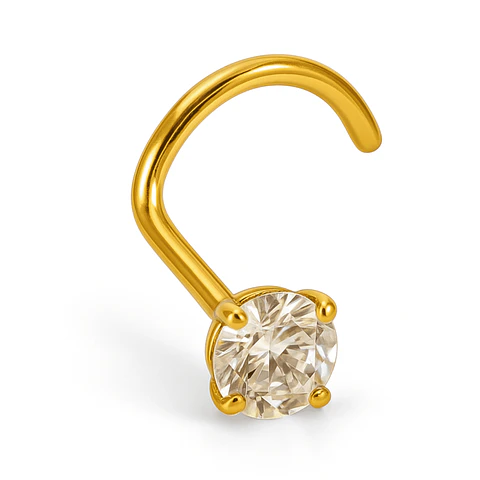 Piercing tipo S nostril 3mm titanio ASTM F136 chapado en oro 18k
