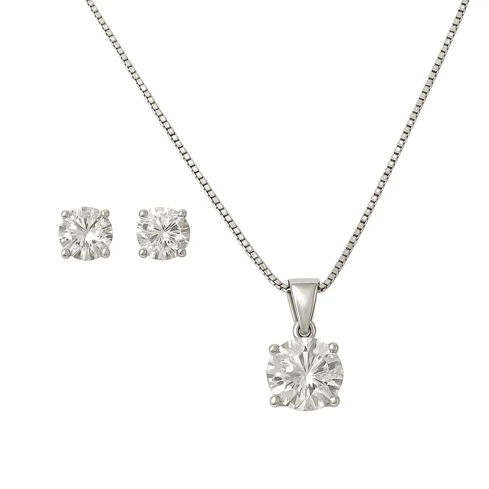 Set Conjunto Cadena Veneciana Aro Punto De Luz Plata Sublime 1