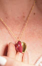Relicario corazon MAMA burdeos chapado en oro 18k - Miniatura 9