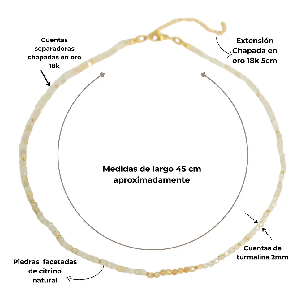 Collar gargantilla Citrino 4mm chapado en oro 18k Terranova 4