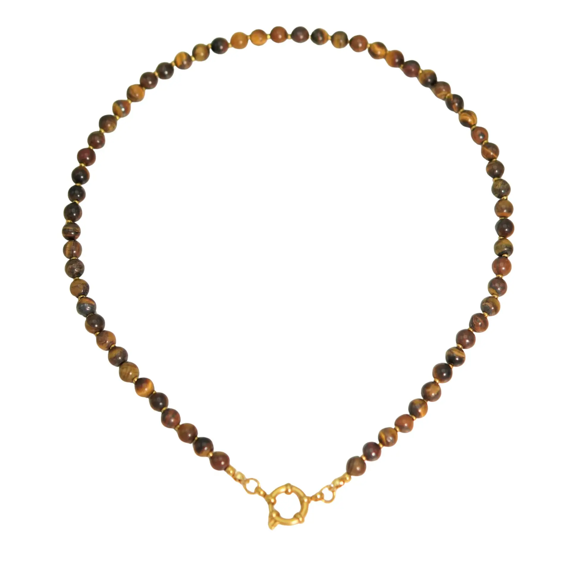 Collar gargantilla ojo de tigre 6mm chapado en oro 18k Terranova 1