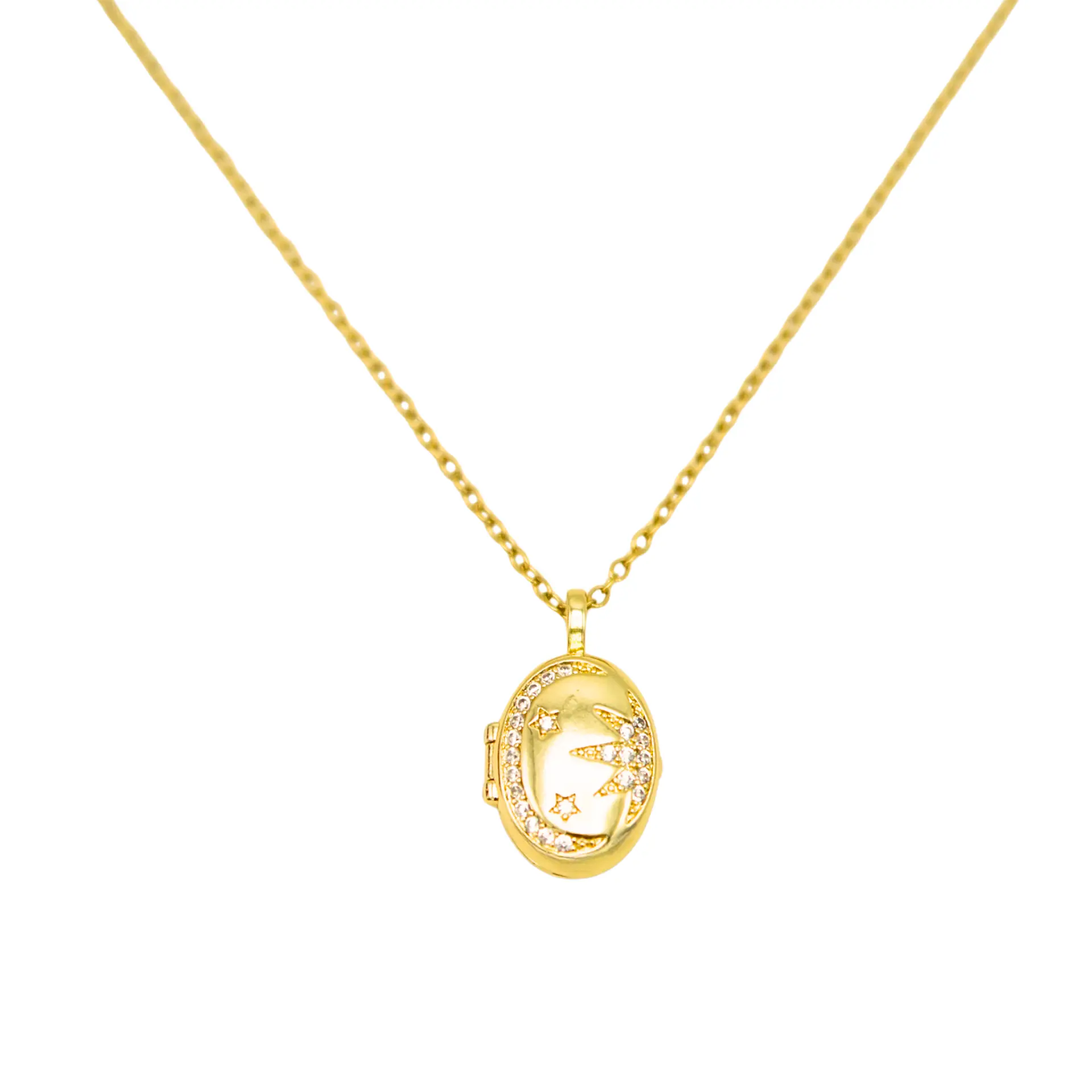 Relicario Lilian luna estrella zirconias Chapado en oro 18k 11